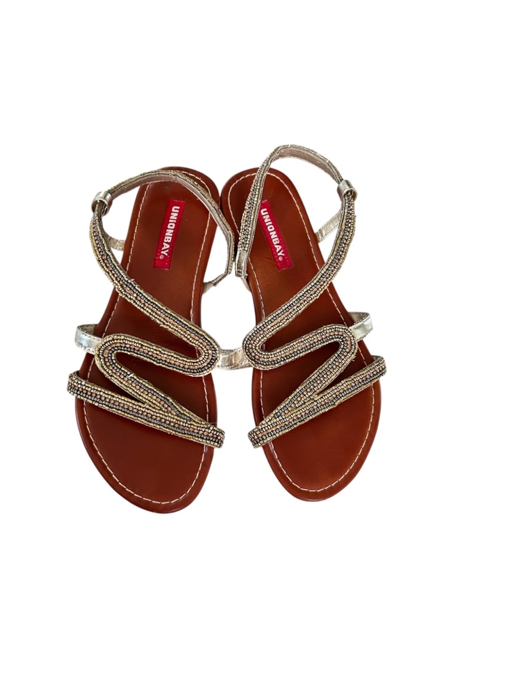 UNIONBAY Emma Beaded Sandals, Gold, Size 8